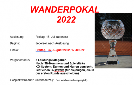 Wanderpokalturnier von 15.7. - 05.08.2022
